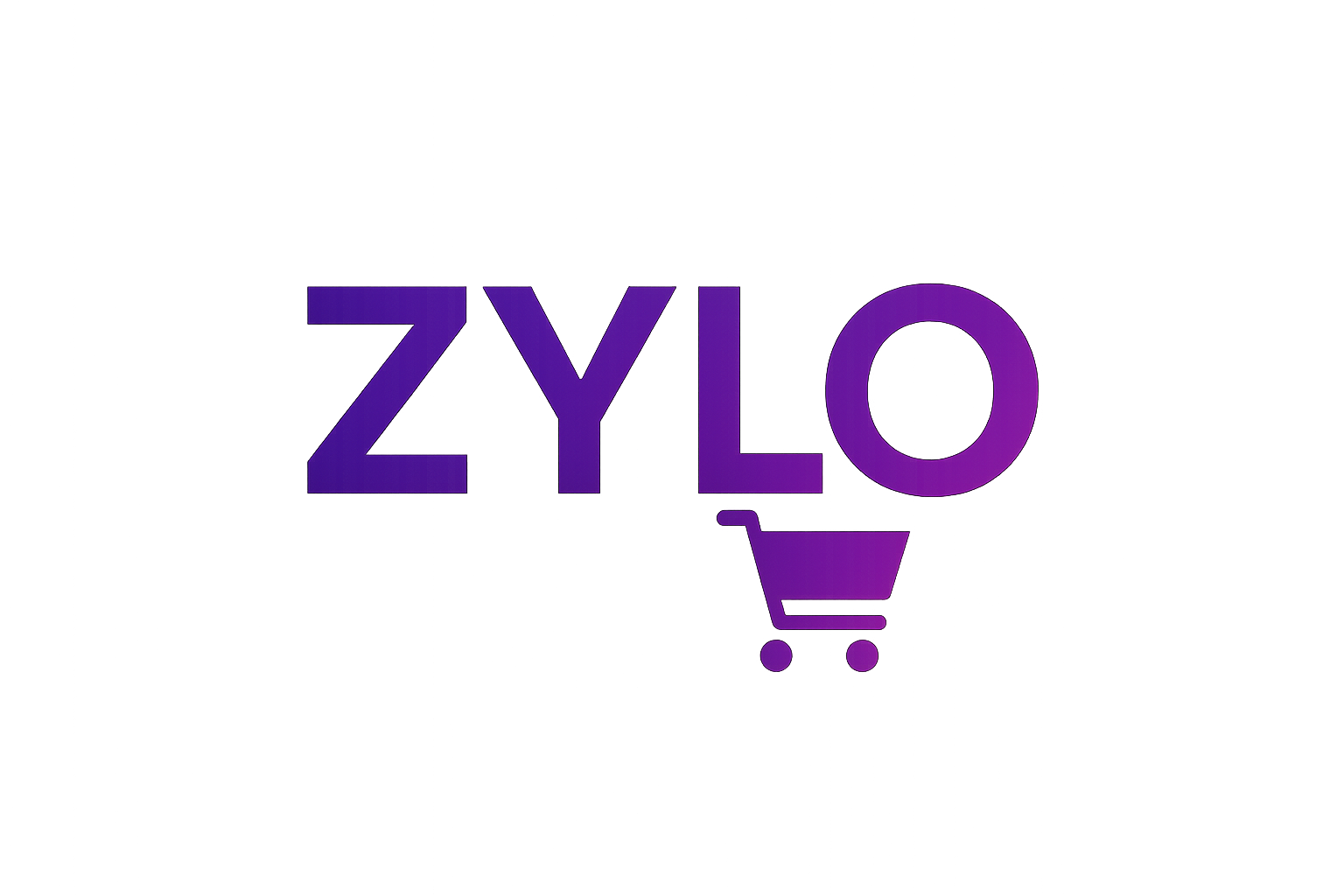 make a logo for my dgital store-zylo. and add a virtuall cart below the letter"o" and colour should purplish and